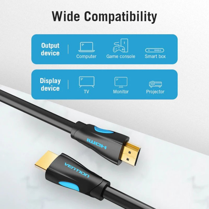 Кабел Vention HDMI 2.0 15.0m - 4K/60Hz Black - VAA-M02-B1500