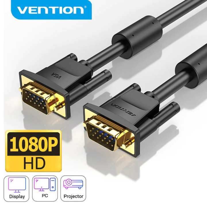 Кабел Vention VGA HD15 M / M 2.0m Gold Plated, 2 Ferrites - DAEBH