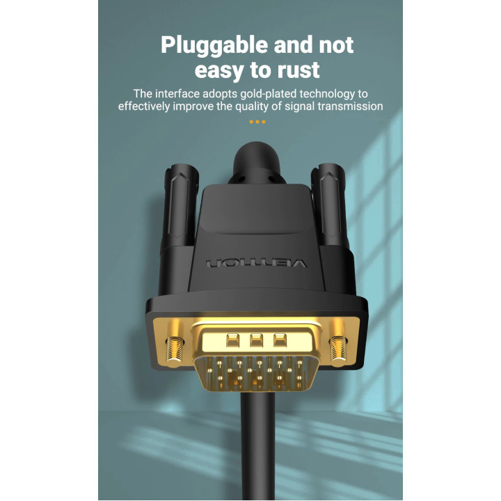 Кабел Vention VGA HD15 M / M 2.0m Gold Plated, 2 Ferrites - DAEBH