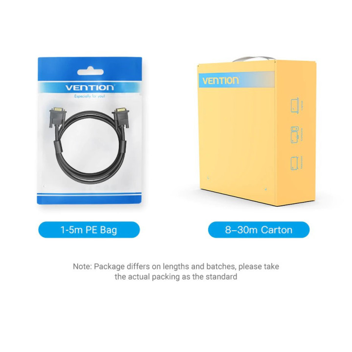 Кабел Vention VGA HD15 M / M 1.5m Gold Plated, 2 Ferrites - DAEBG