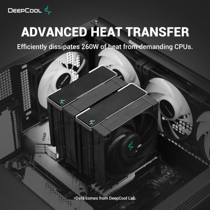 Охладител за процесор DeepCool AK620 Zero Dark, Dual-Tower, LGA1700/AM5 - R-AK620-BKNNMT-G-1