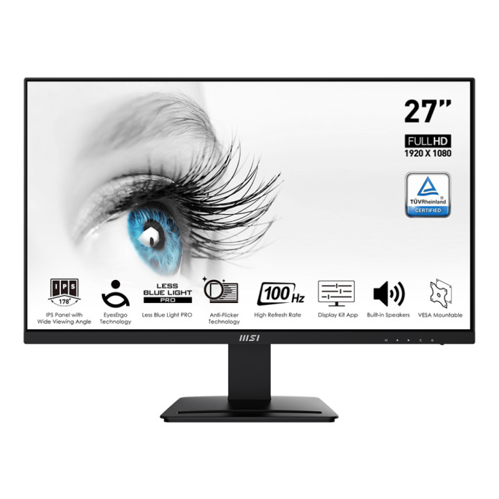 Монитор MSI PRO MP273A 27" IPS, 100Hz, Full HD, 1ms, 1000:1, DisplayPort, HDMI, VGA - 9S6-3PB4CH-060