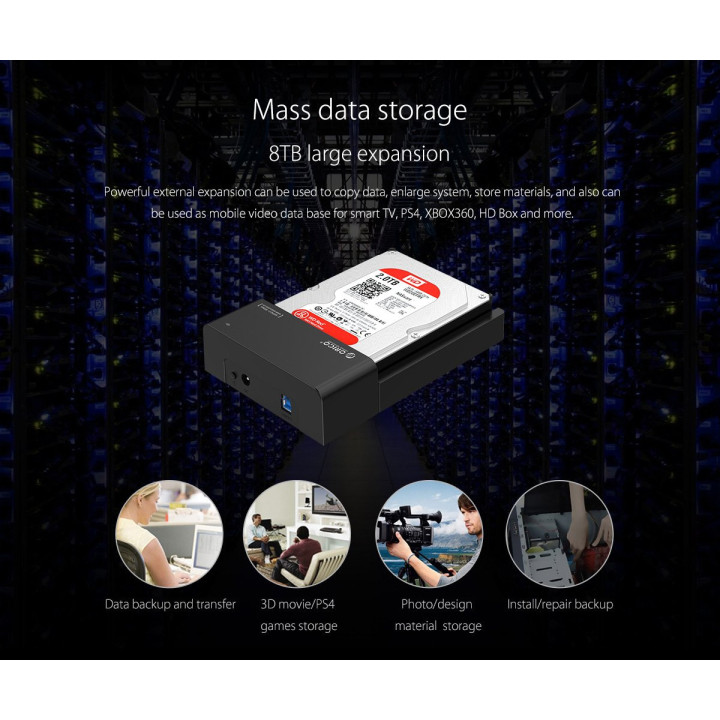 Докинг станция Orico  Storage - HDD/SSD Dock - 2.5 and 3.5 inch USB3.0 - 6518US3-V2-EU-BK-BP