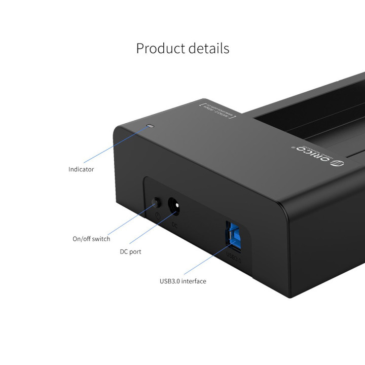 Докинг станция Orico  Storage - HDD/SSD Dock - 2.5 and 3.5 inch USB3.0 - 6518US3-V2-EU-BK-BP