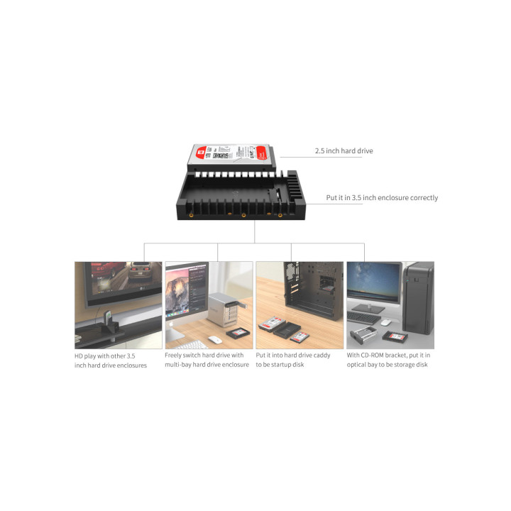 Кади за харддиск Orico HDD Caddy 2.5-to-3.5 inch - 1125SS-V1-BK-BP