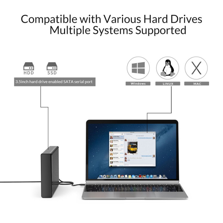 Външна кутия за диск Orico 3.5 inch Vertical, USB3.0, Power adapter, UASP, black - 7688U3-EU-BK-BP