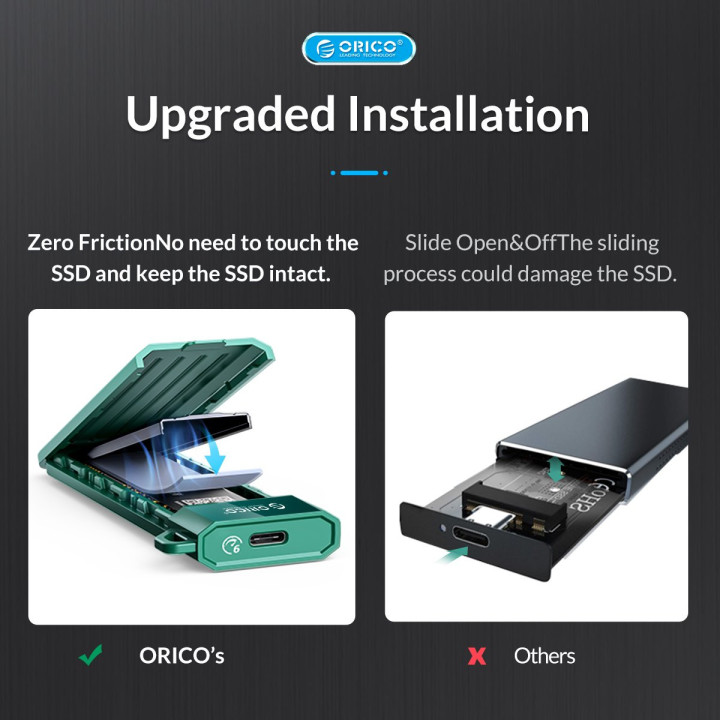 Външна кутия за диск Orico M.2 NVMe M key - USB3.1 Gen2 Type-C, 10Gbps - HM2-G2-BK-BP
