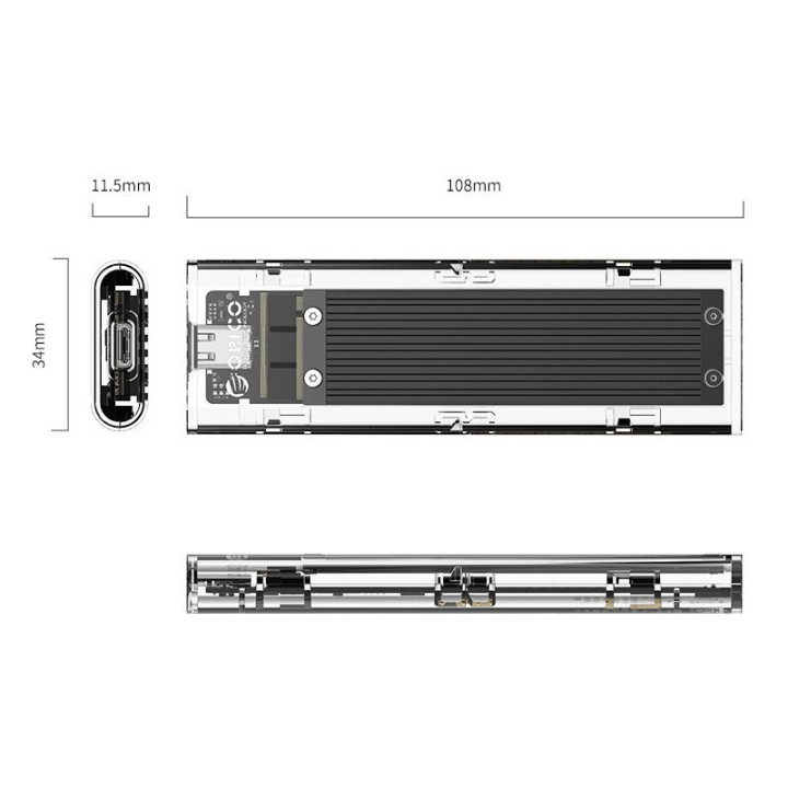 Външна кутия за диск Orico M.2 NVMe M key - USB3.1 Type-C - TCM2-C3-BK-BP