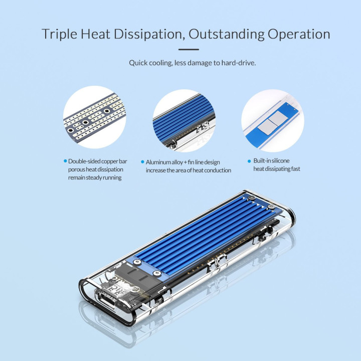 Външна кутия за диск Orico M.2 NVMe M key - USB3.1 Type-C - TCM2-C3-BK-BP