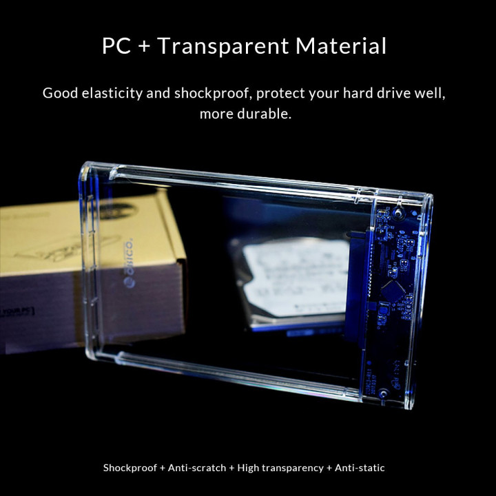Външна кутия за диск Orico 2.5 inch 10Gbps Type-C Transparent - 2139C3-G2-CR-EP