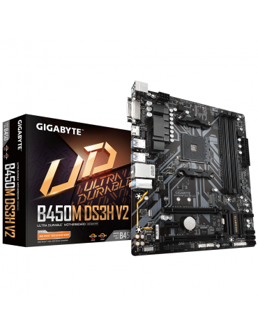 Дънна платка Gigabyte B450M DS3H V2, AM4, 4 x DDR4, rev. 1.1