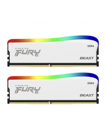 RAM памет Kingston 16GB(2x8GB) DDR4 PC4-25600 3200MHz CL16 FURY Beast White RGB - KF432C16BWAK2/16