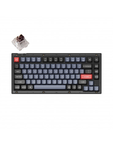Геймърска механична клавиатура Keychron V1 QMK Frosted Black TKL Keychron K Pro Brown Switch RGB LED PBT - V1-A3