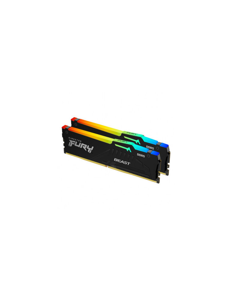 RAM памет Kingston 64GB(2x32GB)DDR5 5600MHz CL40 FURY Beast RGB - KF556C40BBAK2-64