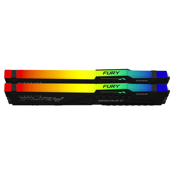 RAM памет Kingston 64GB(2x32GB)DDR5 5600MHz CL40 FURY Beast RGB - KF556C40BBAK2-64