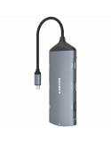 Докинг станция Canyon 8 in 1 hub, HDMI , Gigabit LAN, USB C 2бр, USB3.1 2бр , USB2.0, SD, кабел 15cm, тъмно сив - CNS-TDS15