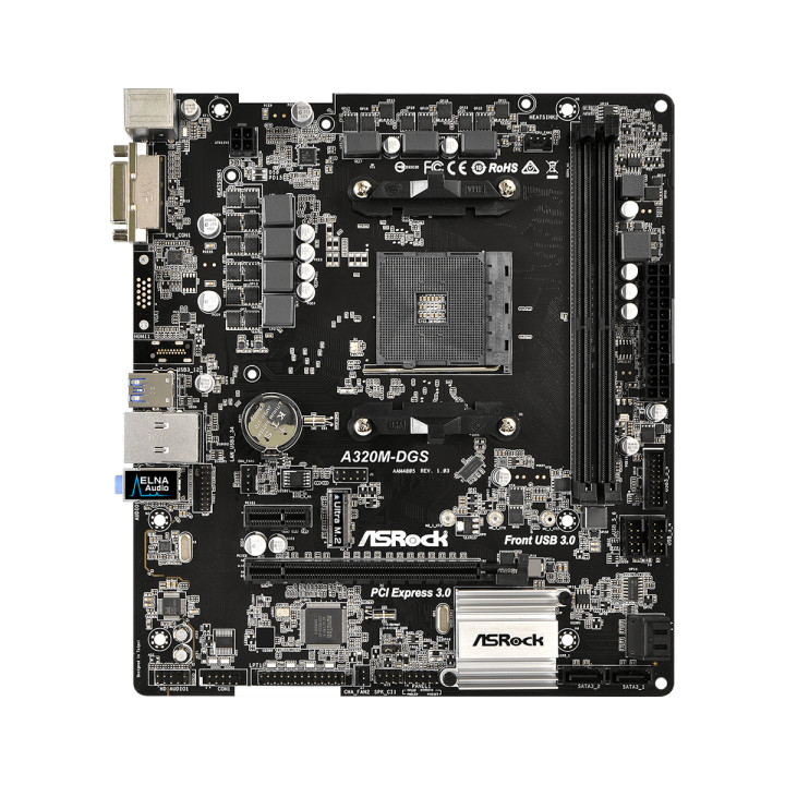Дънна платка Asrock A320M-DGS, сокет AM4