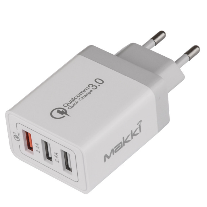 Бързо зарядно Makki QC3.0 2xUSB 30W White - MAKKI-QC30W3