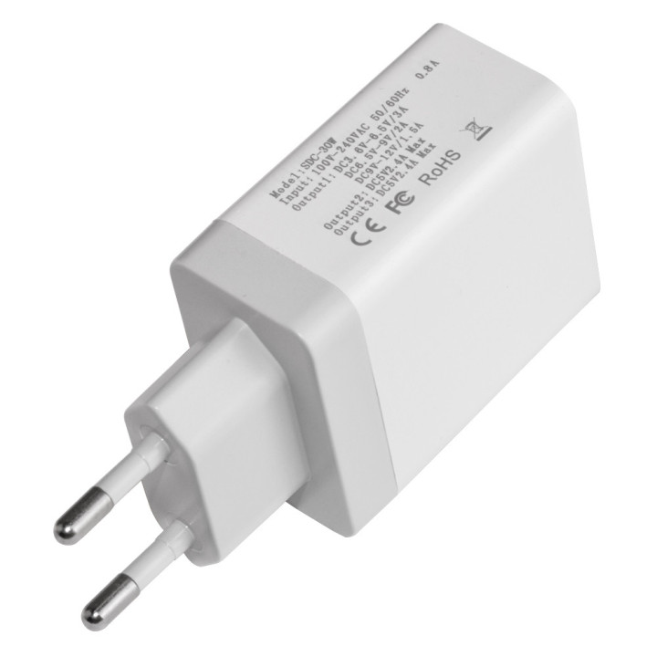 Бързо зарядно Makki QC3.0 2xUSB 30W White - MAKKI-QC30W3