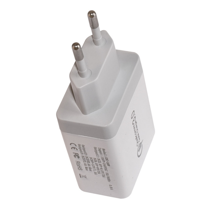 Бързо зарядно Makki QC3.0 2xUSB 30W White - MAKKI-QC30W3