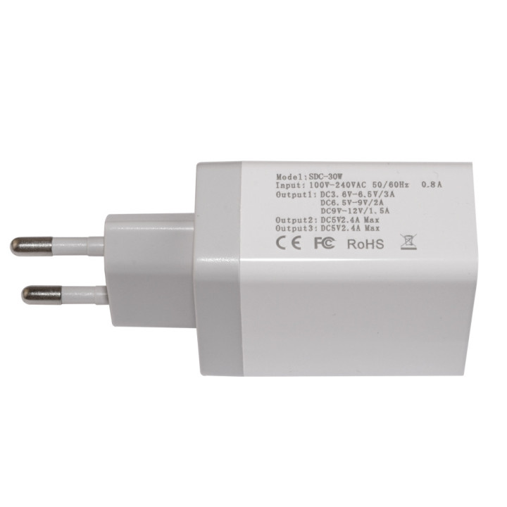 Бързо зарядно Makki QC3.0 2xUSB 30W White - MAKKI-QC30W3