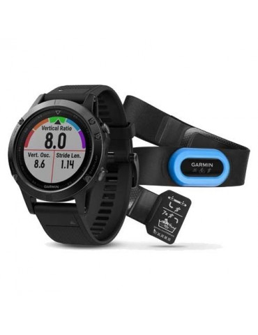 Смарт часовник Garmin Fenix 5 Sapphire Черен с черна каишка   HRM-Tri пулсомер