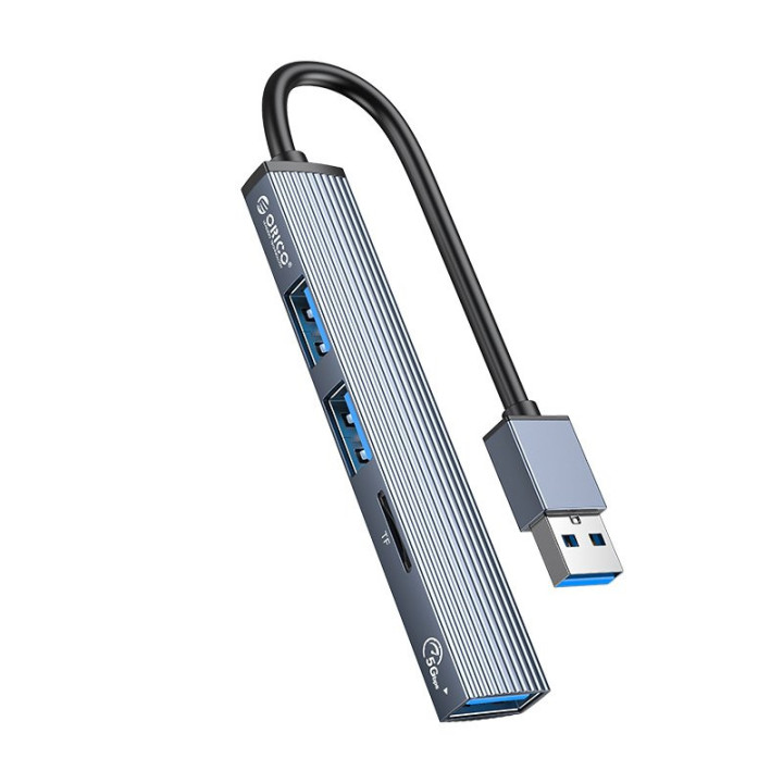 Хъб Orico USB3.0/2.0 HUB 3 port   card reader, Aluminum - AH-A12F-GY