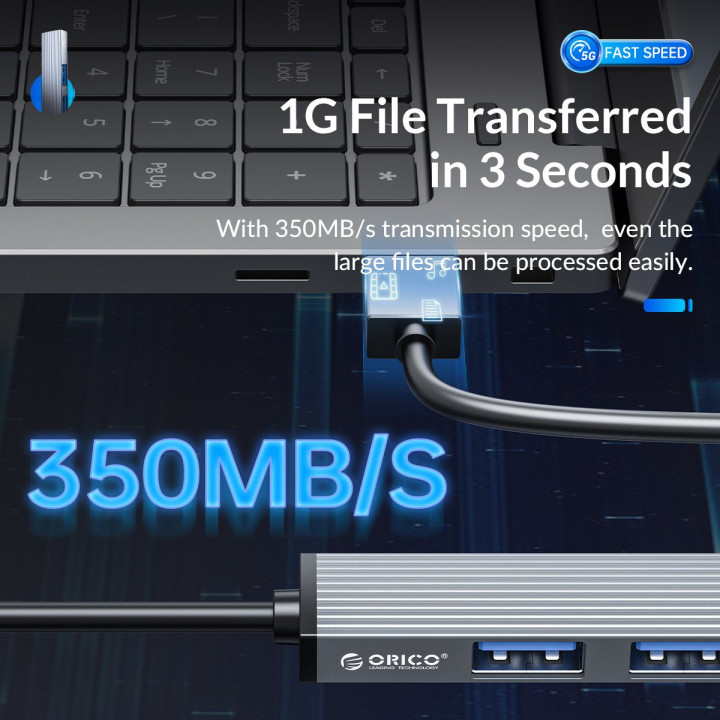 Хъб Orico USB3.0/2.0 HUB 3 port   card reader, Aluminum - AH-A12F-GY