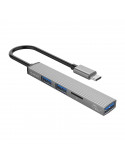 Хъб Orico USB3.0/2.0 HUB 3 port   card reader TYPE C, Aluminum - AH-12F-GY