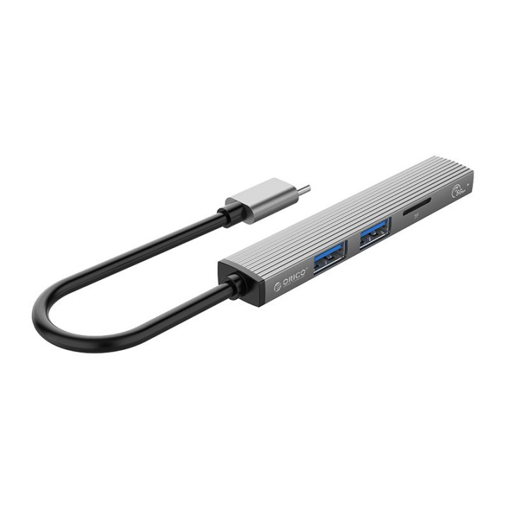 Хъб Orico USB3.0/2.0 HUB 3 port   card reader TYPE C, Aluminum - AH-12F-GY