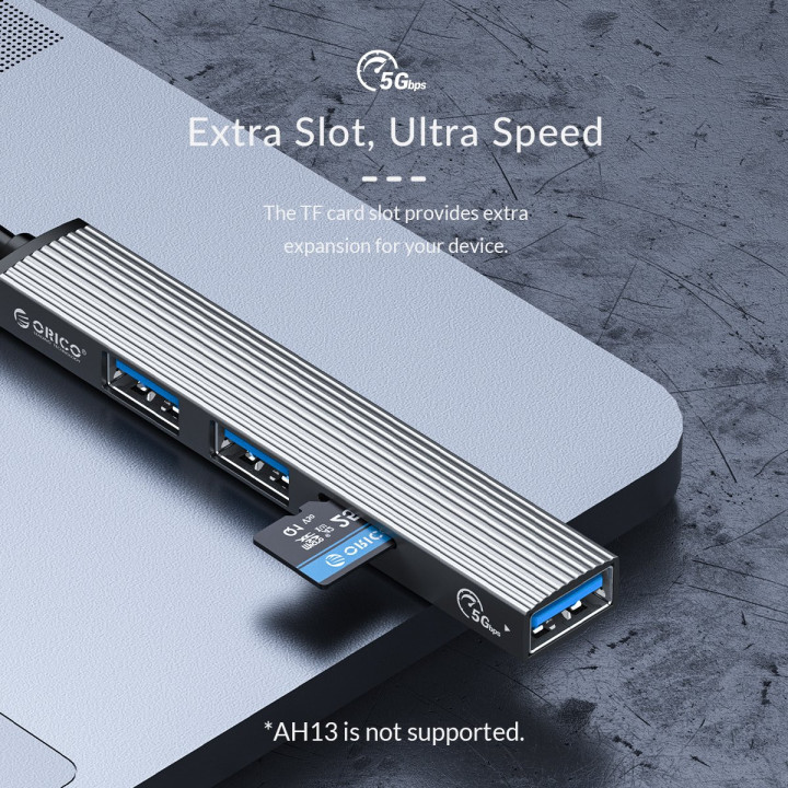 Хъб Orico USB3.0/2.0 HUB 3 port   card reader TYPE C, Aluminum - AH-12F-GY