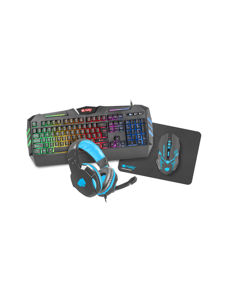 Геймърски комплект Fury COMBO THUNDERSTREAK 4-in-1 - клавиатура, мишка, слушалки и пад