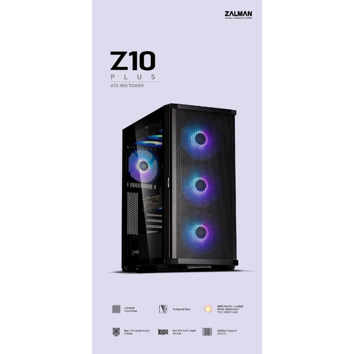 Кутия за компютър Zalman Z10 PLUS EATX TG - ZM-Z10-PLUS