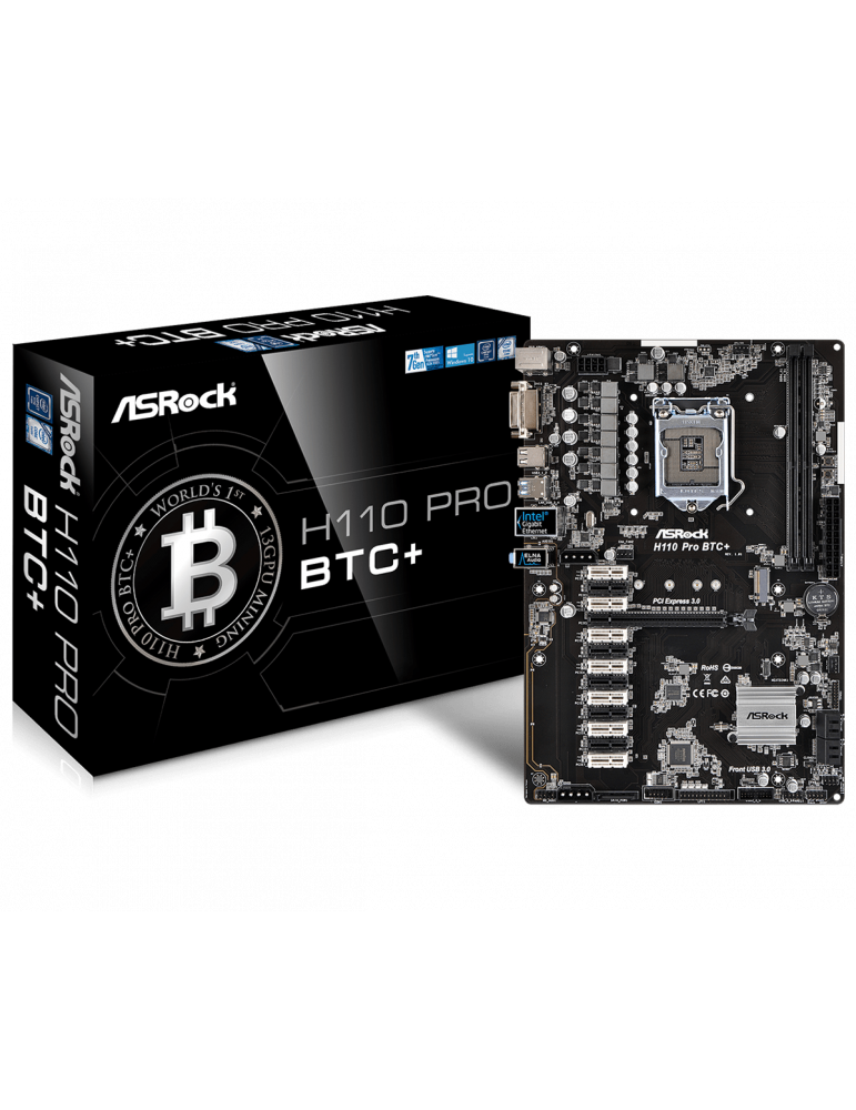 Дънна платка Asrock H110 Pro BTC  с 13 PCI-E слота