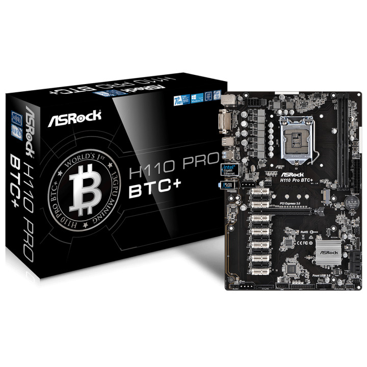 Дънна платка Asrock H110 Pro BTC  с 13 PCI-E слота