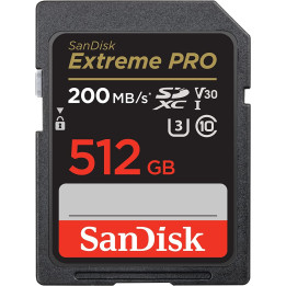 SD карта SanDisk 512GB Extreme PRO SDHC, UHS-1, Class 10, U3, 140 MB/s  - SDSDXXD-512G-GN4IN