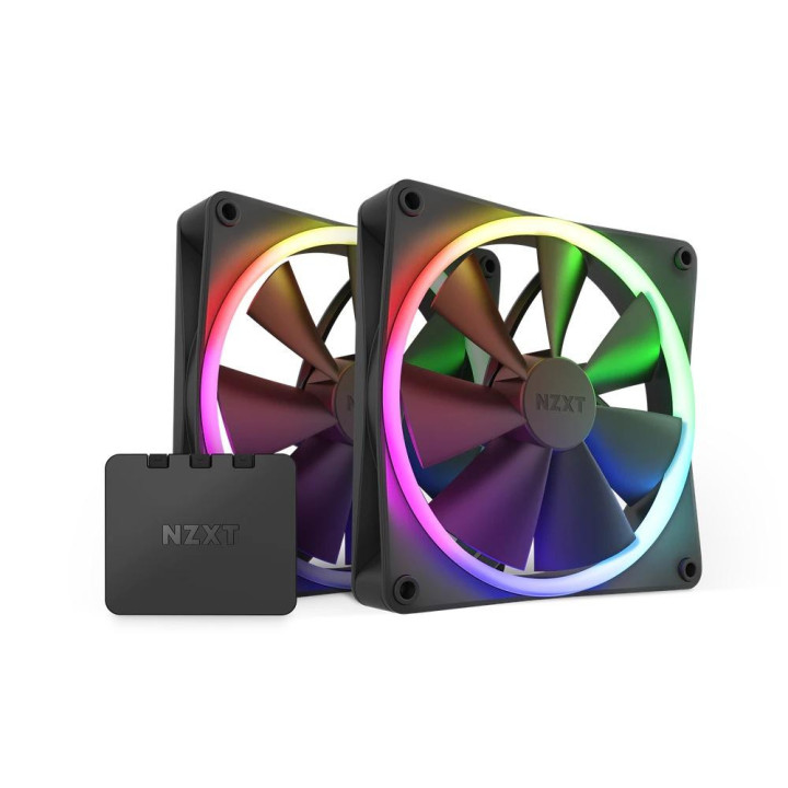 Комплект вентилатори NZXT F140 RGB Black 2 броя и NZXT RGB контролер - RF-R14DF-B1