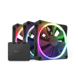 Комплект вентилатори NZXT F120 RGB Black 3 броя и NZXT RGB контролер - RF-R12TF-B1