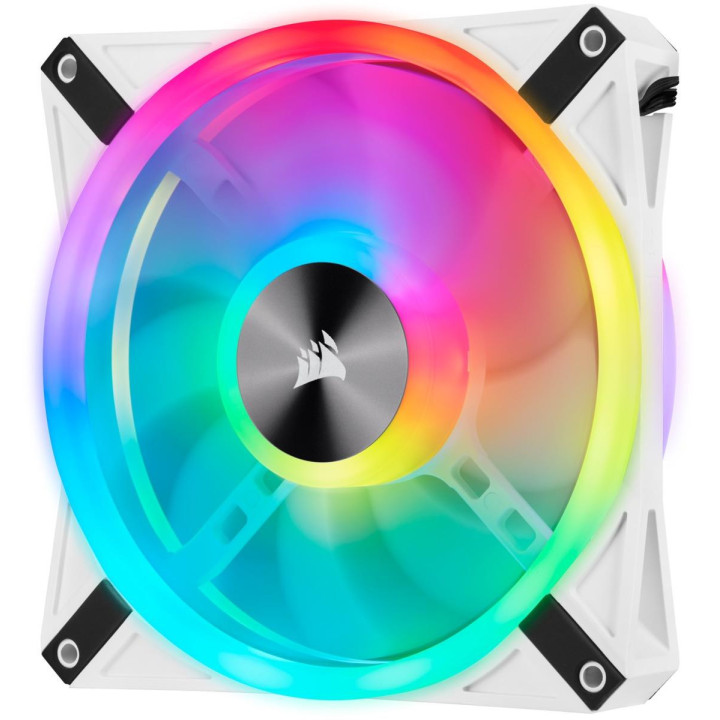 Комплект вентилатори Corsair iCUE QL140 RGB PWM, 2 Fan комплект, с включен контролер Lightning Node CORE, бял - CO-9050106-WW