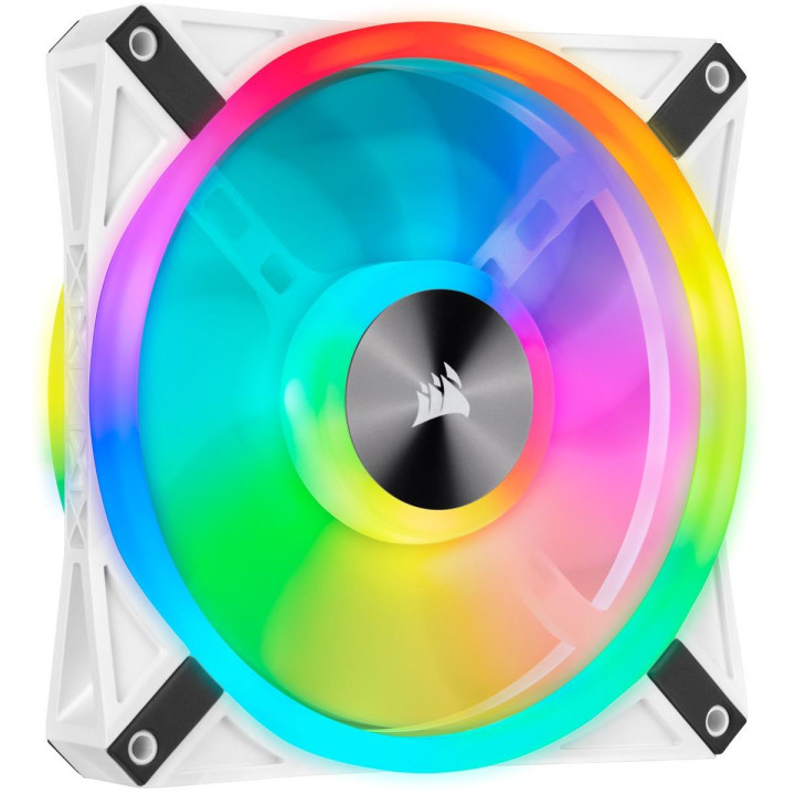 Комплект вентилатори Corsair iCUE QL140 RGB PWM, 2 Fan комплект, с включен контролер Lightning Node CORE, бял - CO-9050106-WW