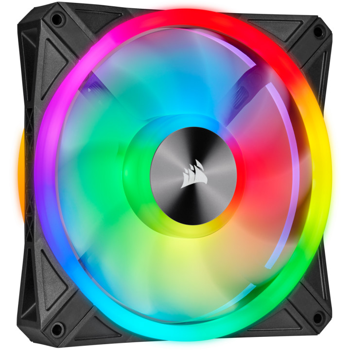 Комплект вентилатори Corsair iCUE QL140 RGB PWM, 2 Fan комплект, с включен контролер Lightning Node CORE, черен - CO-9050100-WW