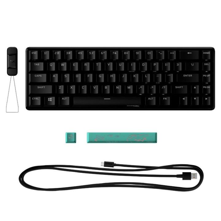 Геймърскa механична клавиатура HyperX Alloy Origins 65, HyperX Aqua суичове, Черен - 56R64AA ABA