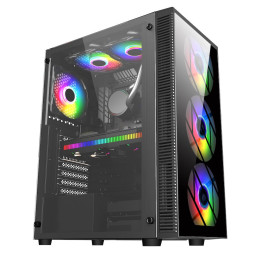 Кутия за компютър FSP CMT192 TG ATX Mid Tower, Черен