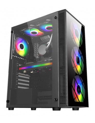 Кутия за компютър FSP CMT192 TG ATX Mid Tower, Черен