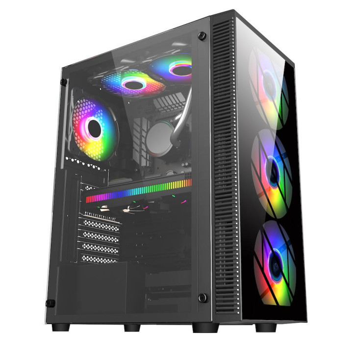 Кутия за компютър FSP CMT192 TG ATX Mid Tower, Черен