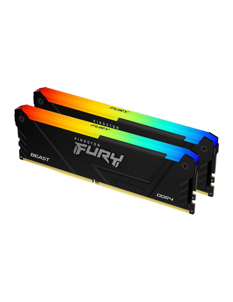 RAM памет Kingston 16GB(2x8GB) DDR4 3600MHz CL17 FURY Beast Black RGB - KF436C17BB2AK2/16