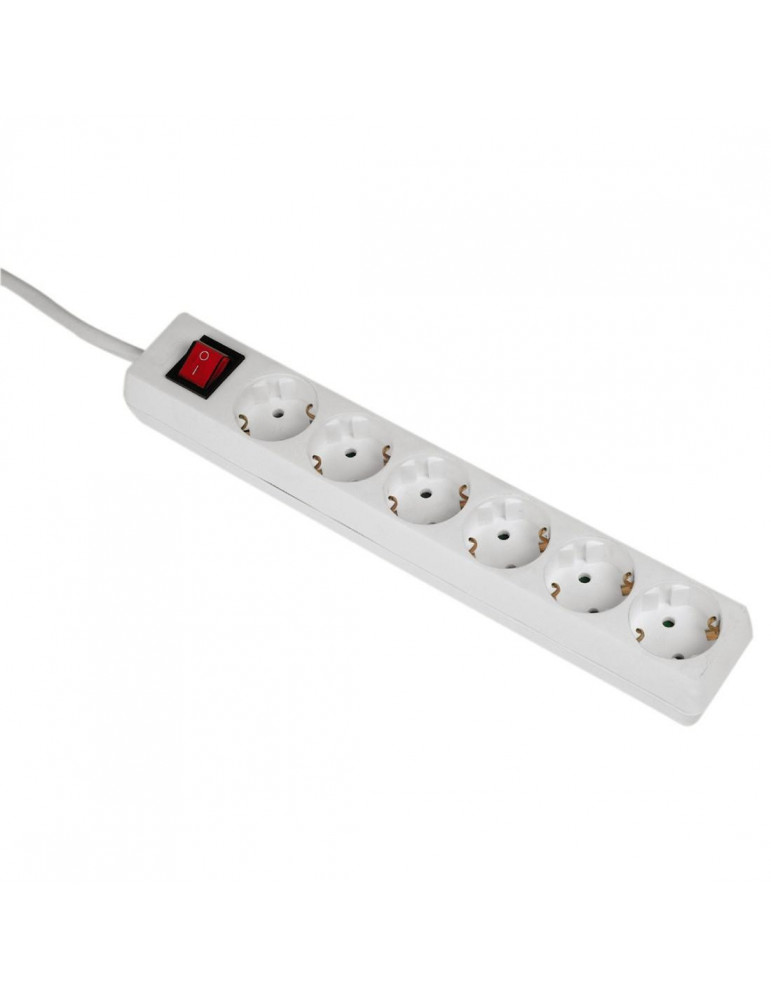 Разклонител Hama 108833, 6 гнезда, 5м,бял с бутон вкл/изкл - Hama-108833