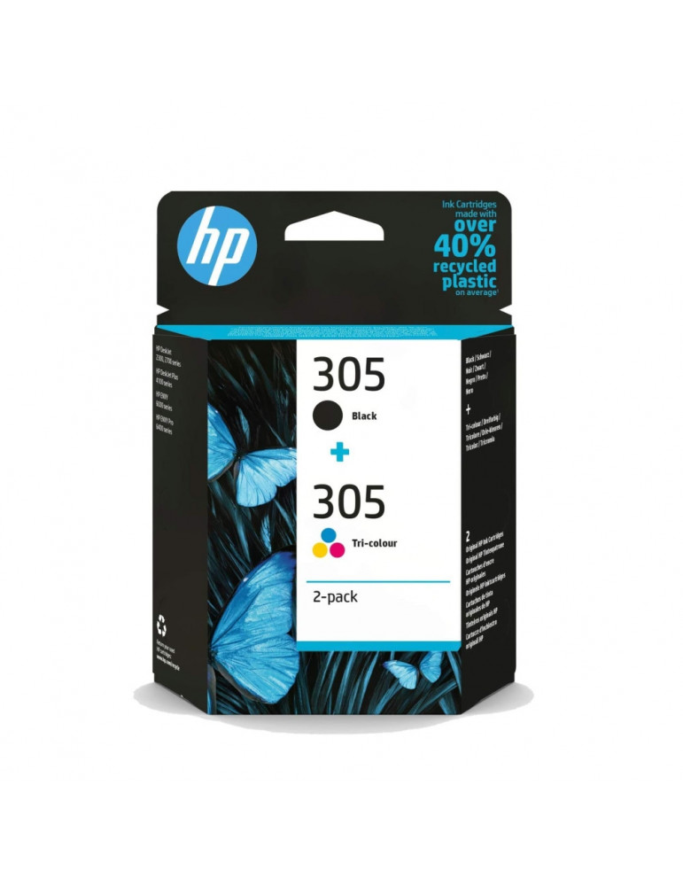 HP 305 2-Pack Tri-color/Black Original Ink Cartridge - 6ZD17AE