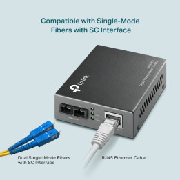 Gigabit еднорежимен медиен конвертор TP-Link MC210CS
