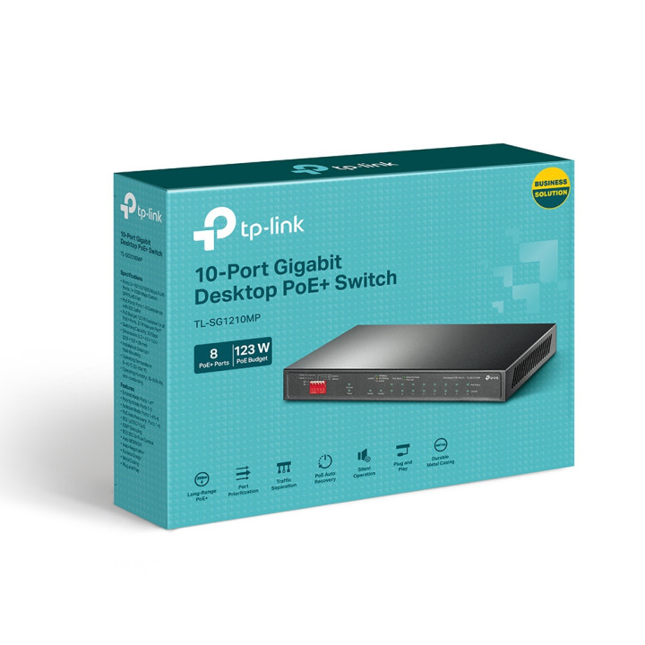 10-портов Easy Smart гигабитен комутатор TP-Link TL-SG1210MPE с 8-PoE  порта и gigabit combo SFP/RJ45 порт